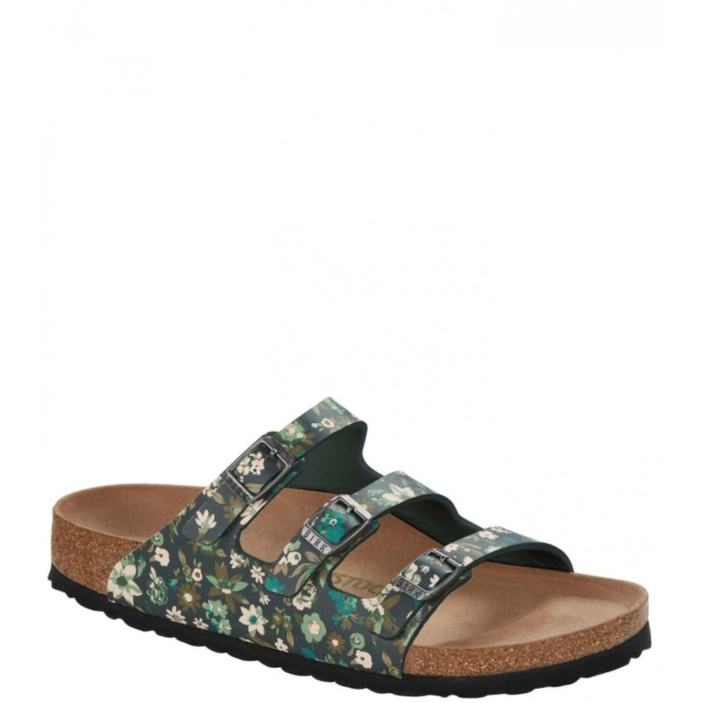 Birkenstock Florida Slide Sandals Women 36 Green Magical Flowers LEFT SHOE ONLY